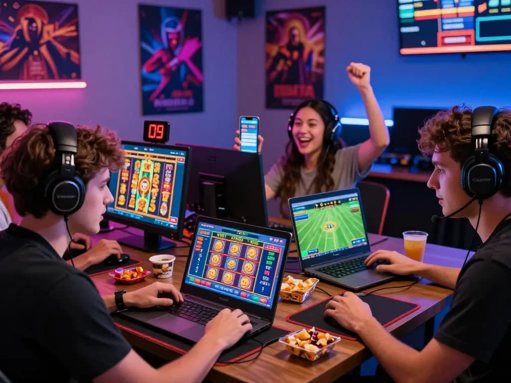 An engaging online gaming scene at https://luckywin.free/ where players enjoy dynamic casino games, creating a vibrant atmosphere.