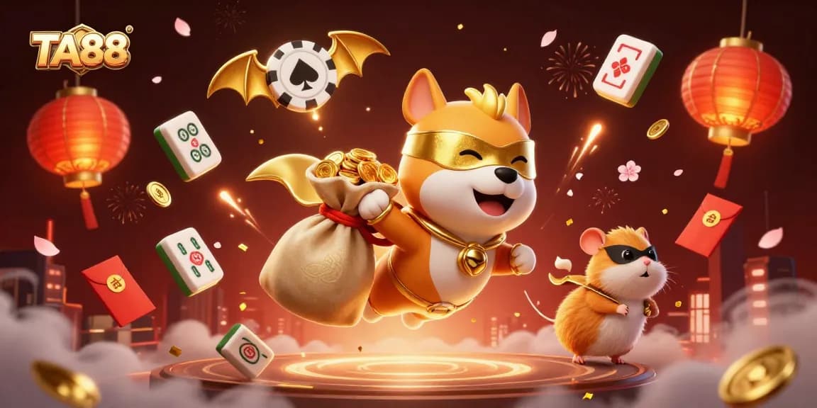 Experience TA88's thrilling casino adventure with a superhero dog and gold coins!
