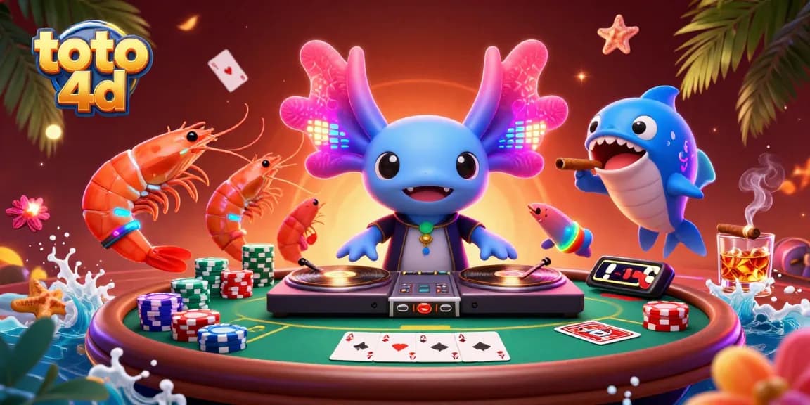 Spin to win with exciting toto 4d games, featuring vibrant 3D characters and dynamic poker elements.