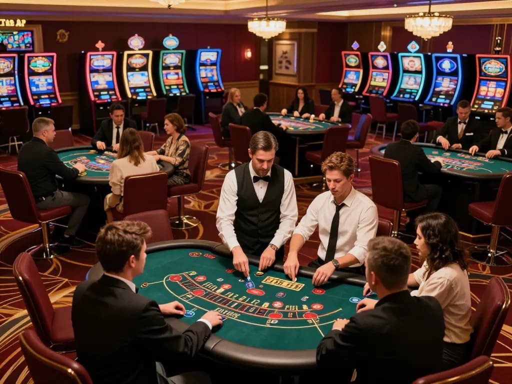 Players engaging in energetic gameplay at gattovolpelago casino venue with vibrant atmosphere