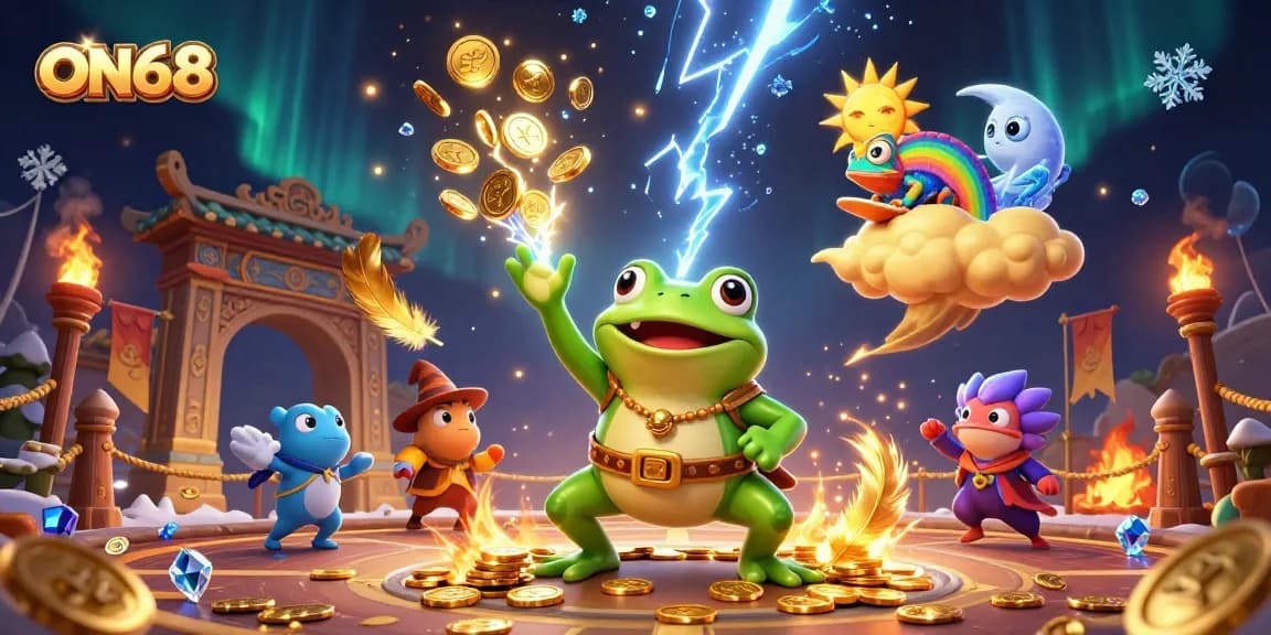 Experience the thrill of ON68 casino games with dynamic scenes of winning and celebration.