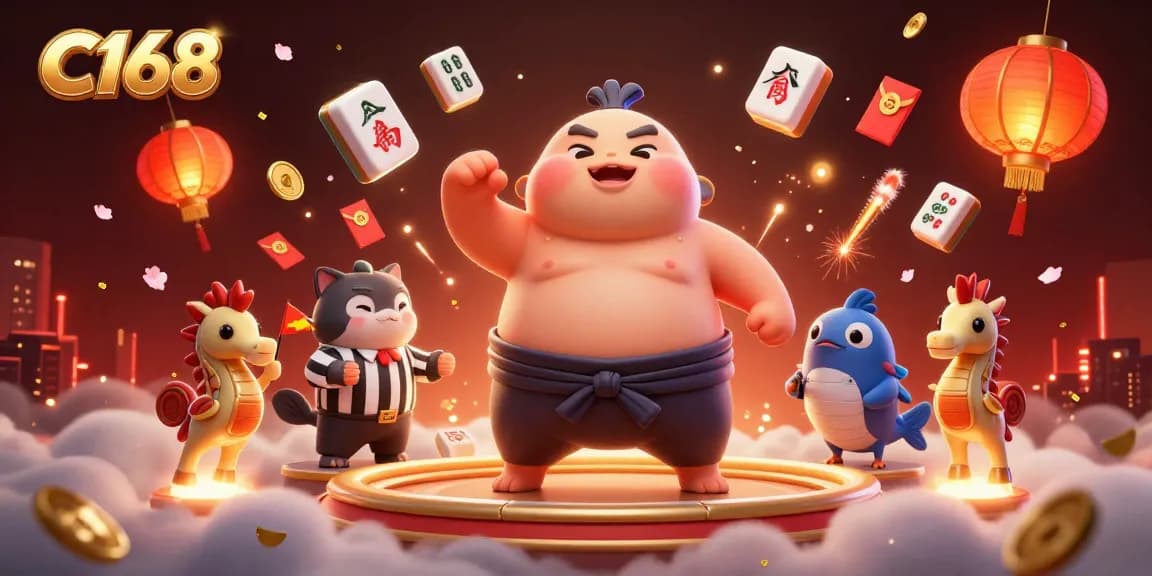 C168 offers vibrant casino excitement with a 3D cartoon fugu and a lively underwater scene filled with festive elements.