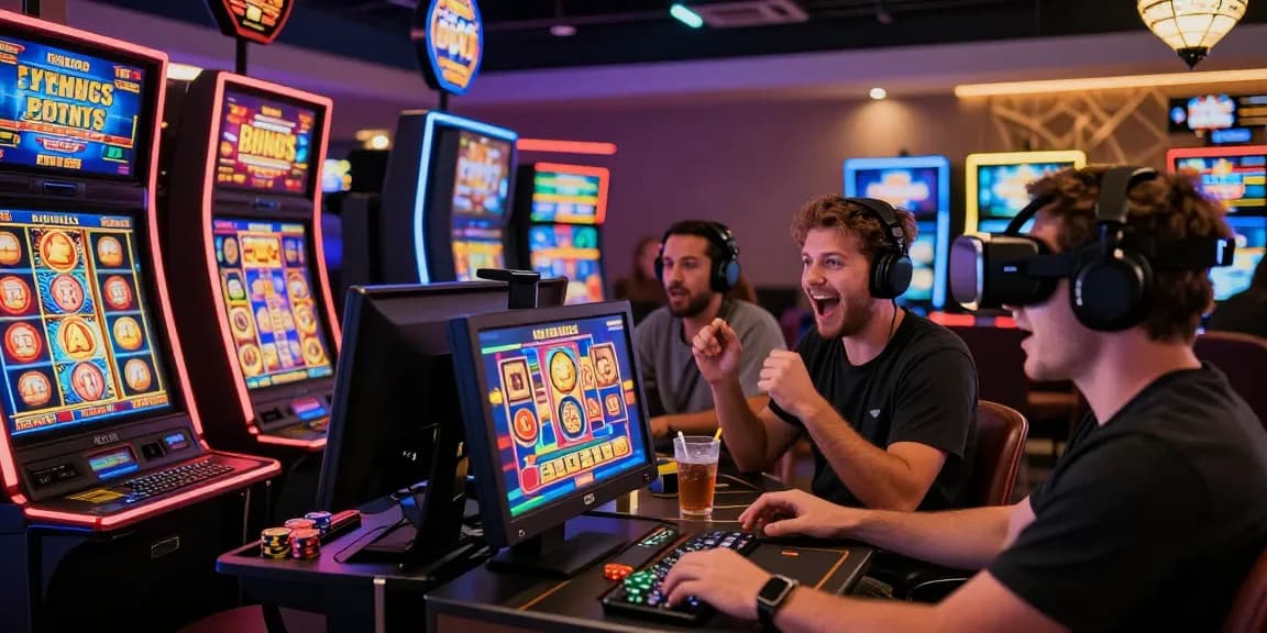Players enjoying bonus buy slots UK in a vibrant casino atmosphere with dynamic gameplay and instant wins.
