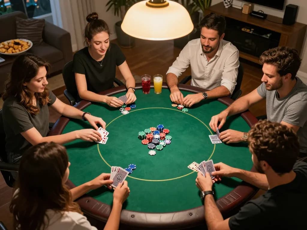 Experience the excitement as friends create a caricature of their poker game night with vibrant visuals.