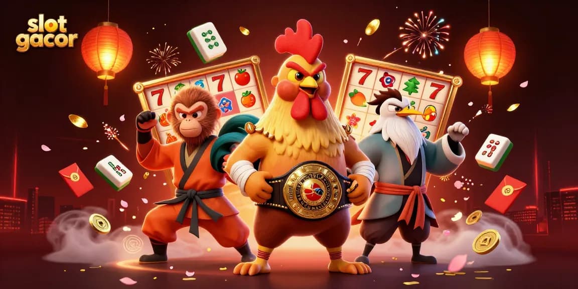 Experience slot gacor excitement with this vibrant 3D scene filled with lively casino themes.