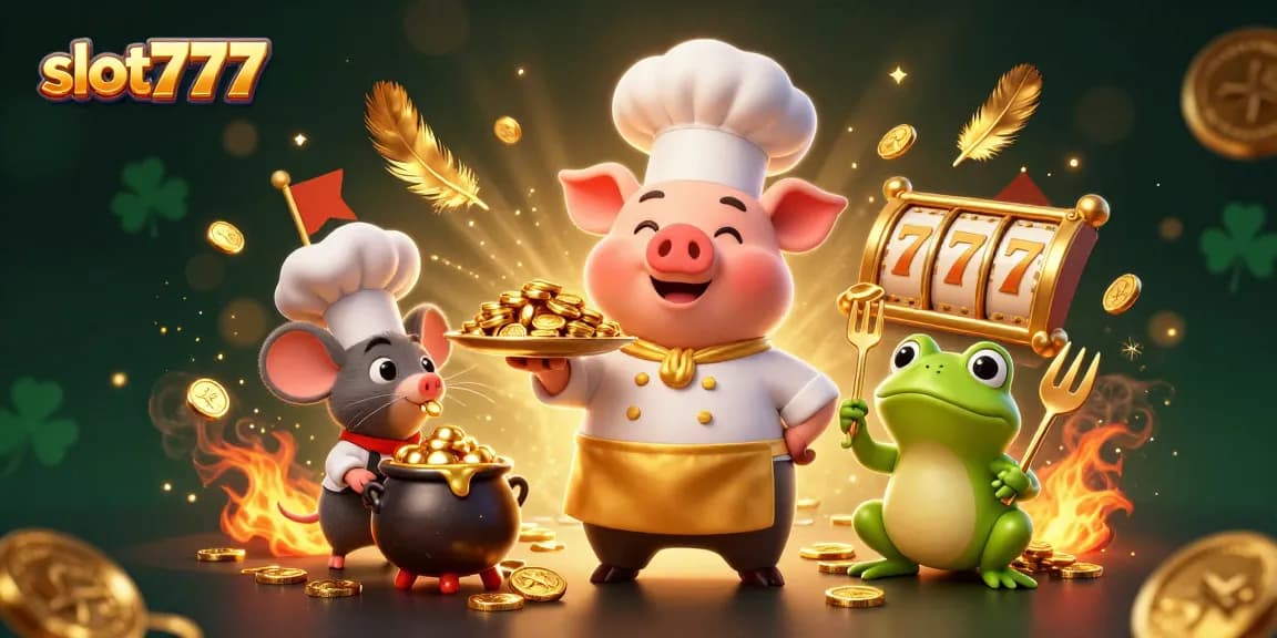 Experience the excitement of slot777 with a lively scene of animated characters and dynamic gaming elements.