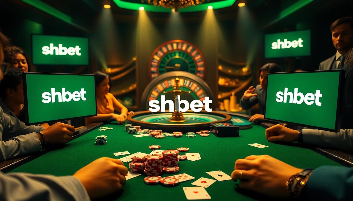 Experience the excitement of shbet at a high-stakes poker game in a luxurious casino.