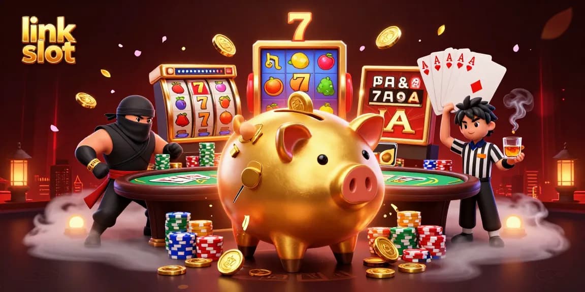 Menyusuri link slot untuk menang jackpot dengan celengan emas dan ninja kartu yang kompetitif.