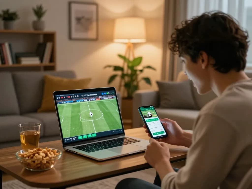 Engaging betting experience on nddo platform while watching live football at home.