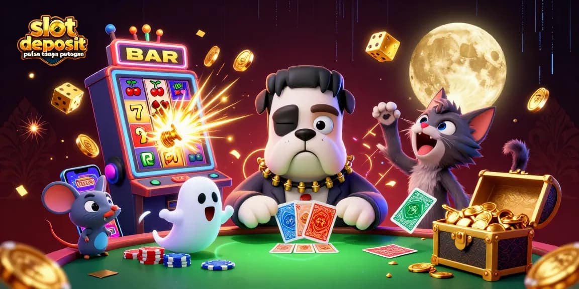 Menghadirkan slot deposit pulsa tanpa potongan dengan karakter kasino yang menarik dan elemen permainan yang dinamis.