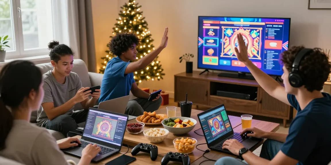 deposit pulsa tanpa potongan players enjoying mobile games in a cozy living room with snacks