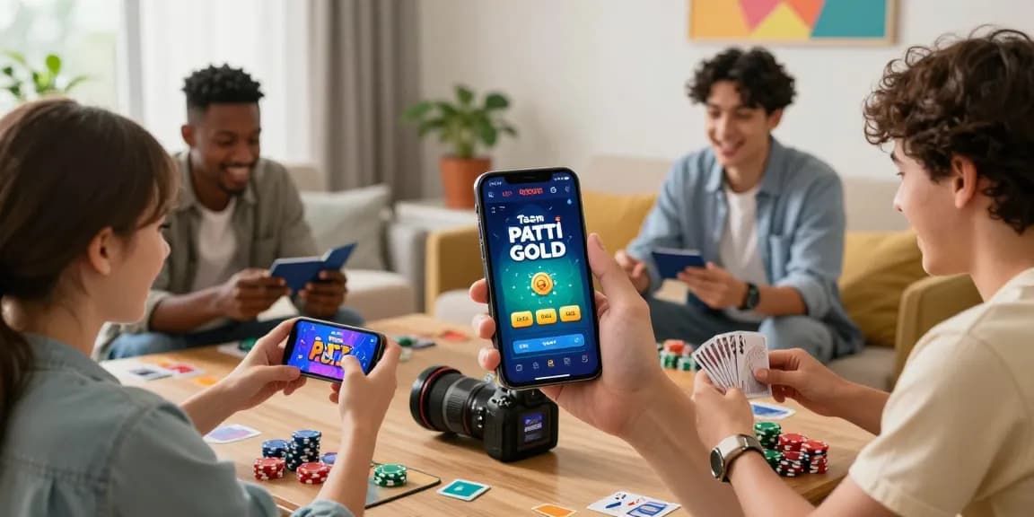 Players enjoying Teen Patti Gold app while discussing strategies; see more real money gaming experiences.