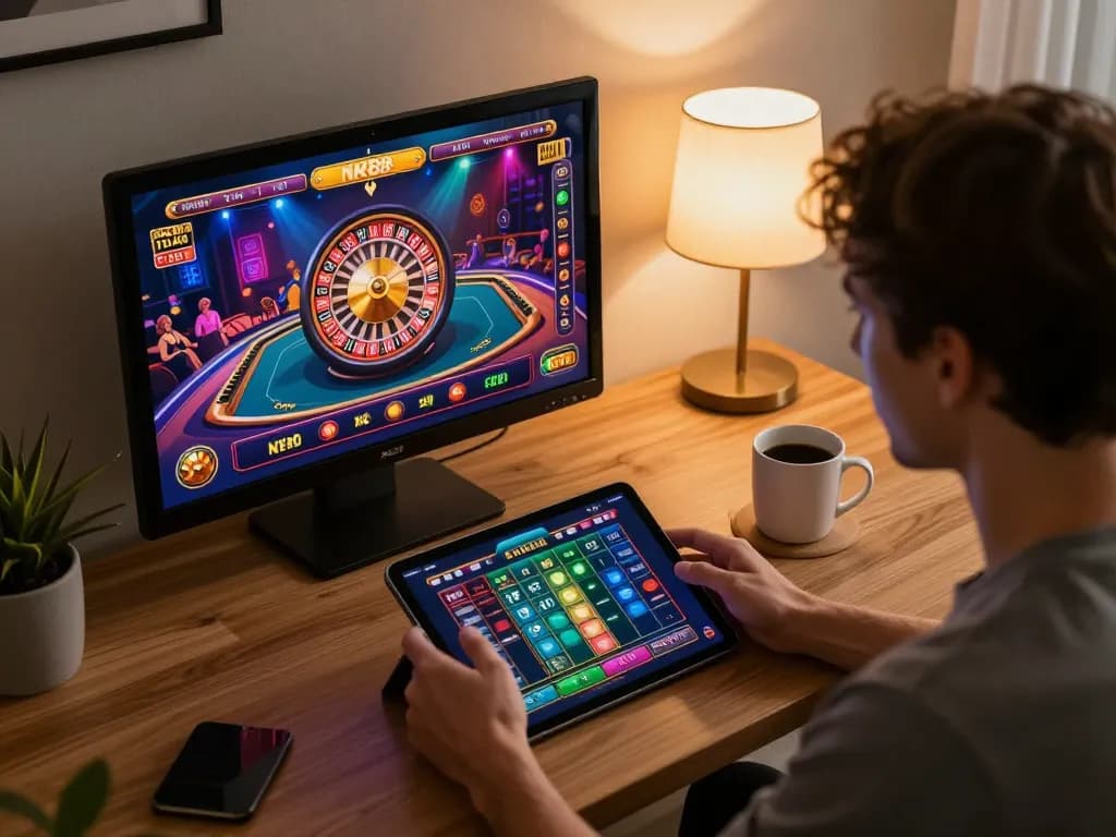 Navigating the NK88 app for exciting online casino gameplay at home.