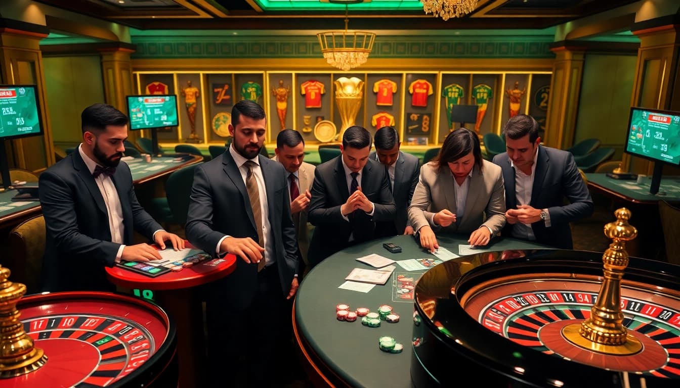 Place exciting bets on Judi Bola Piala Dunia with vibrant casino tables and eager players.