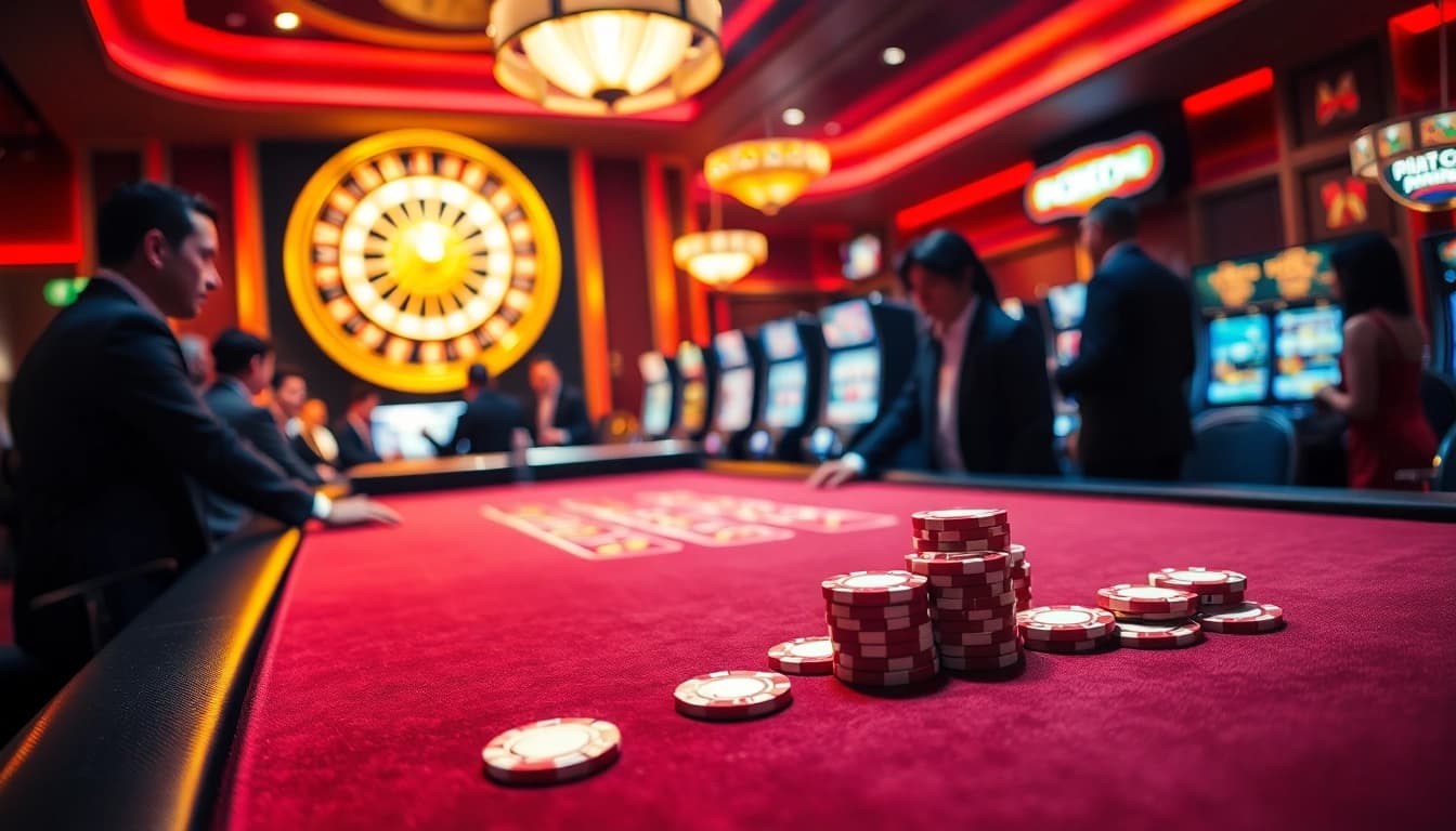 High-stakes gaming at 79king casino with poker chips and roulette wheel.