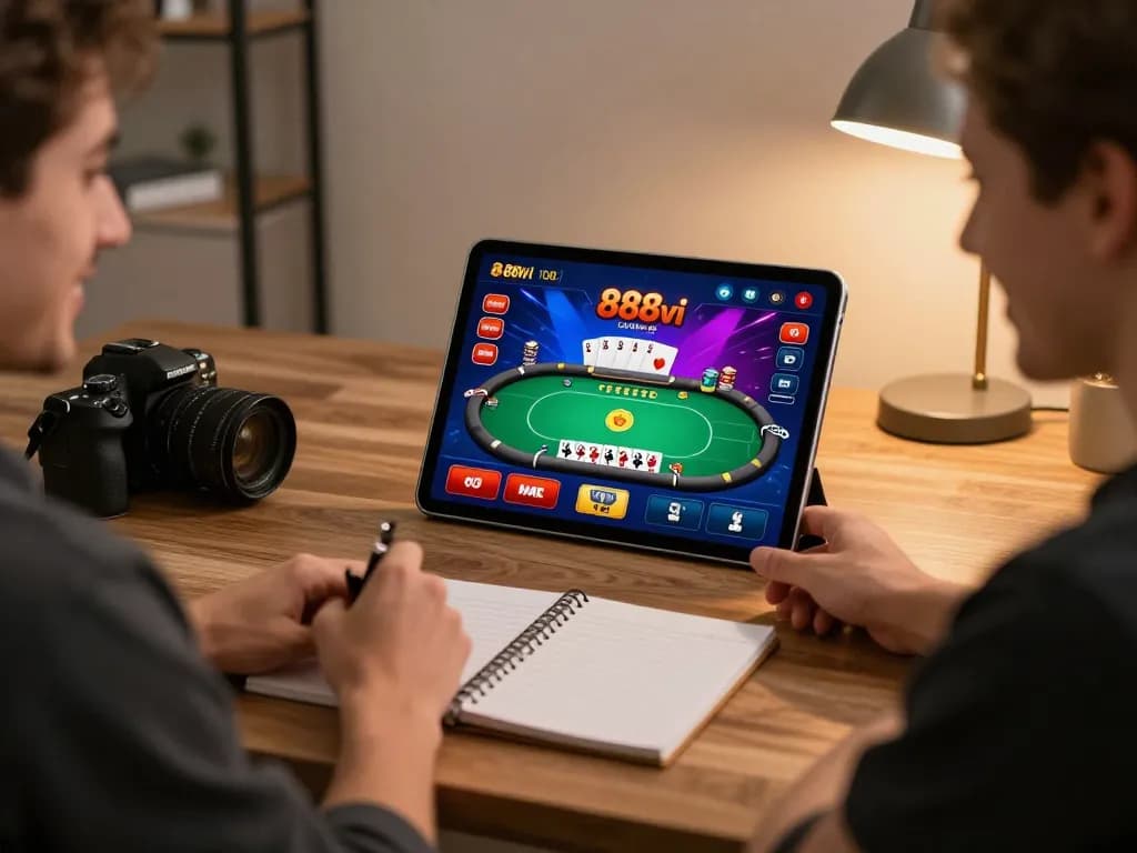 Engaging gaming moment on the 888vi app with vibrant poker interface, capturing the thrill of online gambling.