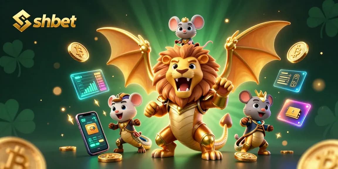 Experience shbet's thrilling adventures with a golden chimera and crypto elements in 3D casino style.