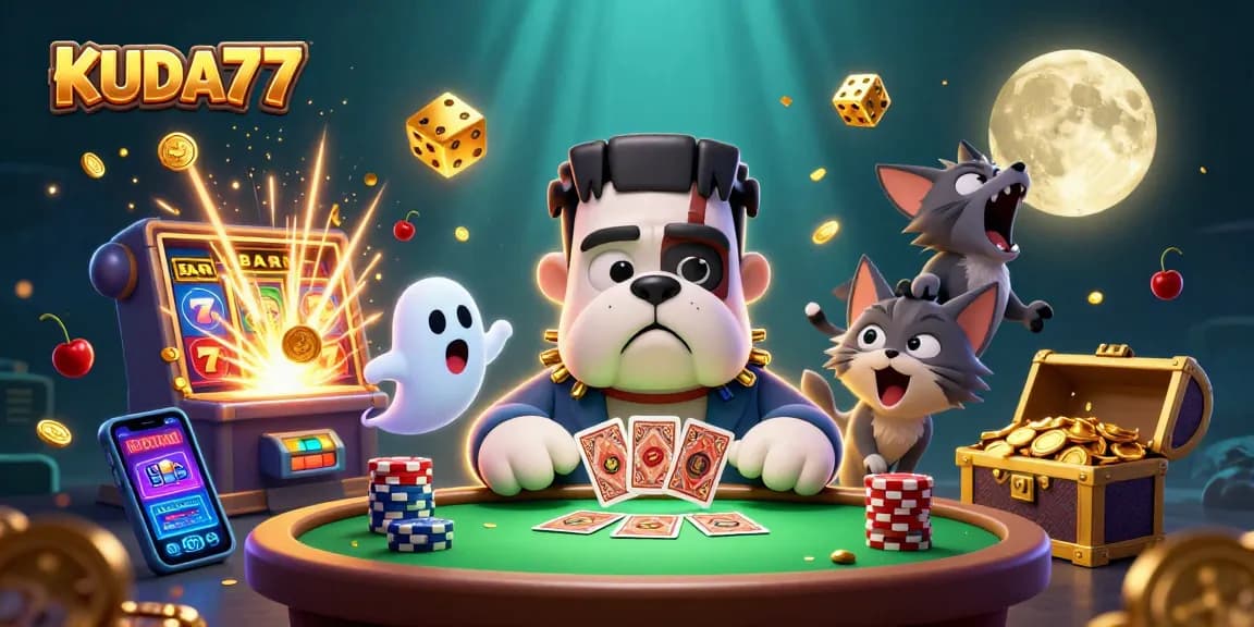 KuDA77 menawarkan bermain slot gacor dengan kartu yang dibagikan oleh monster anjing Frankenstein.