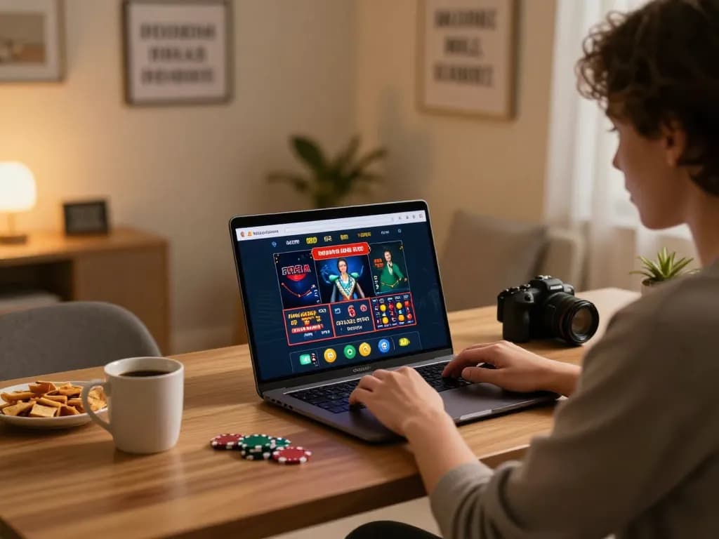 Player engaged in online gaming with youngsmarts app displayed on laptop, highlighting strategic betting decisions.
