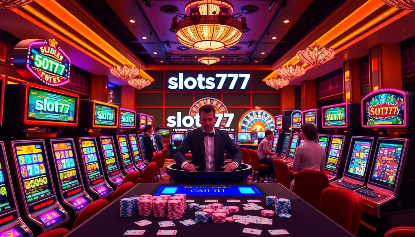 Players engage with exciting slots777 machines in a vibrant casino environment.