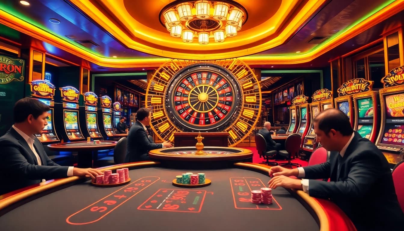 Experience the thrill of KP88 at a vibrant casino table with colorful chips and professional dealers.