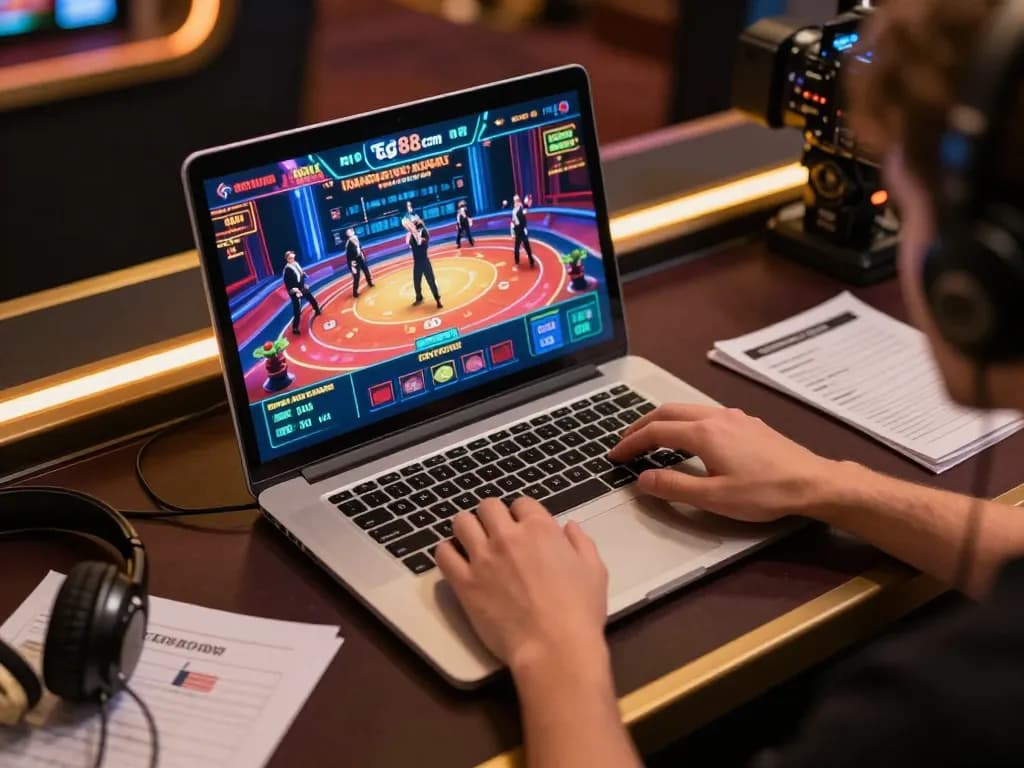 Engaging with live dealer games on tg88 com, showcasing immersive online gambling experience.