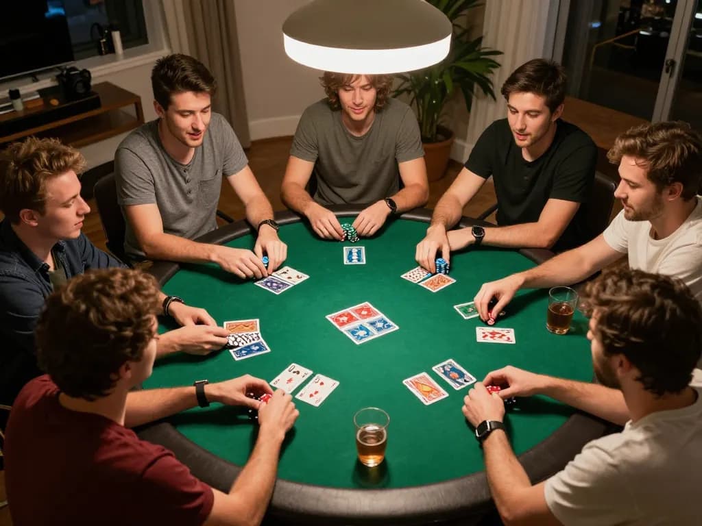Enjoy thrilling poker action at NK88 with friends in a cozy home setting.