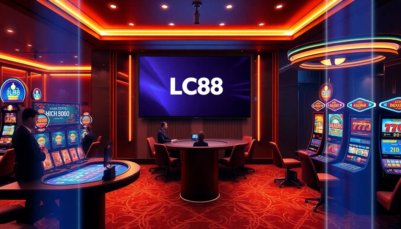 Players enjoying games at LC88's virtual casino, highlighting excitement and luxury in online gambling.