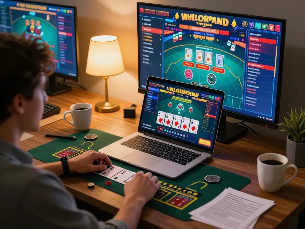 Player engaging in sc88 blackjack online, focused on live dealer game interface with strategic notes nearby