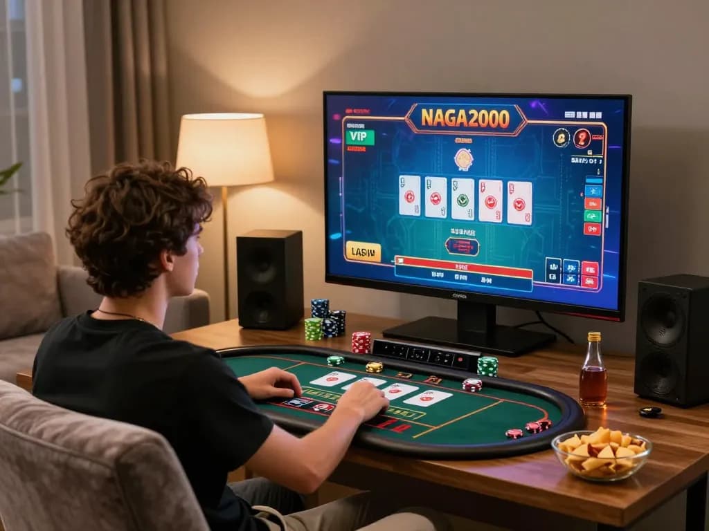 NAGA2000 online gaming experience showcasing vibrant game interface on a stylish home setup.