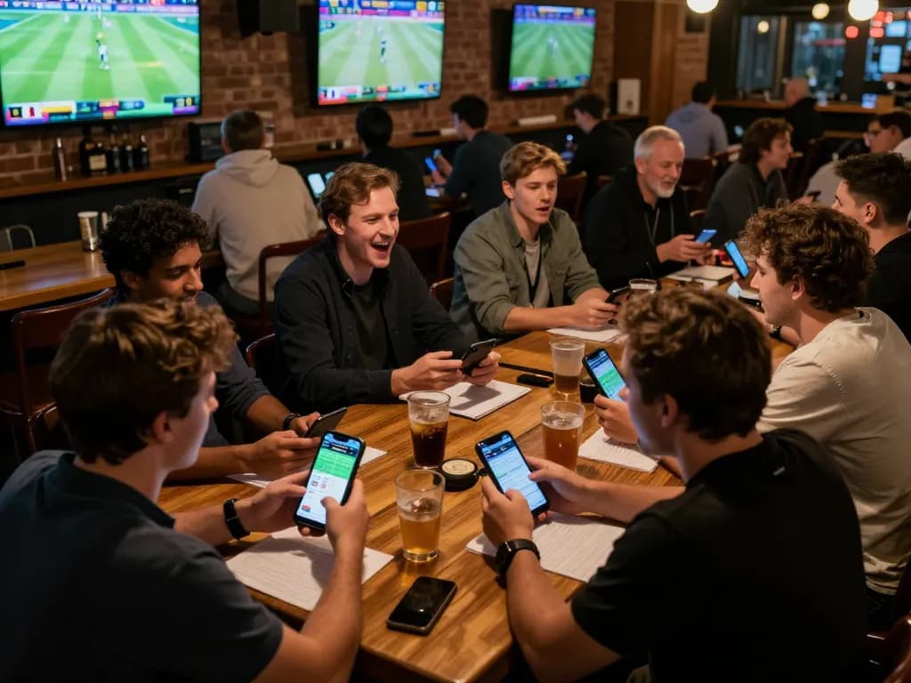 Soi kèo enthusiasts analyzing bets during an exciting sports viewing event