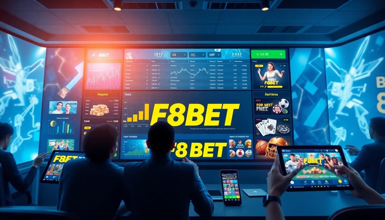 Engaging scene featuring F8BET's interactive online betting platform, illustrating exciting games and user experience.