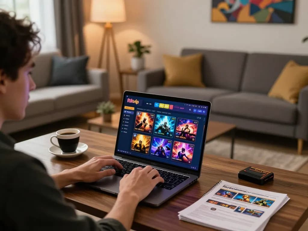 Engaging in exciting gameplay on Rikvip's online casino platform from a comfortable home setting.