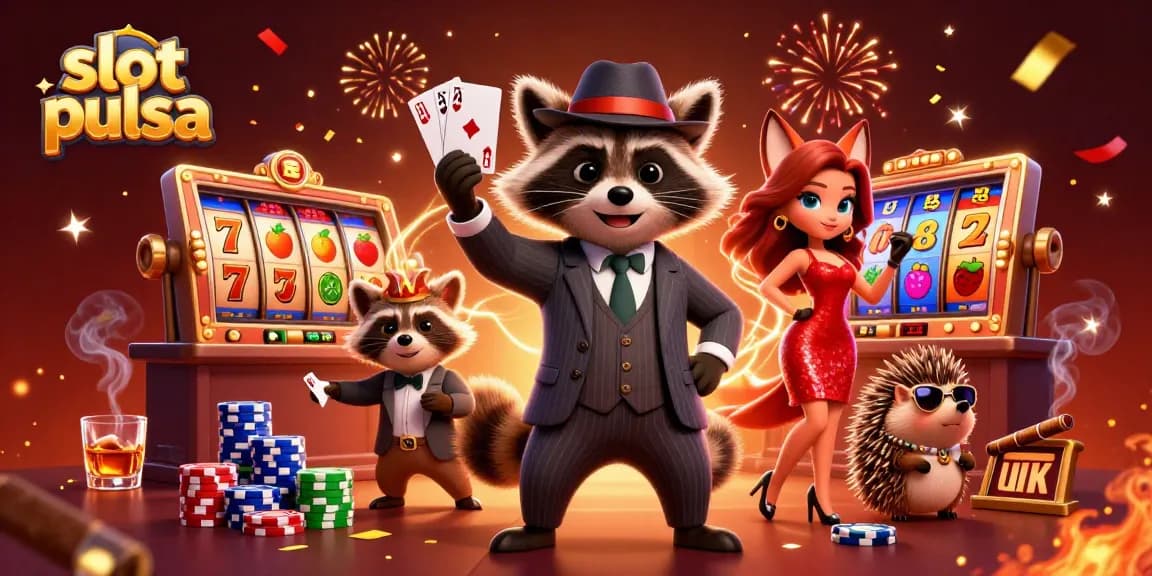 Experience the thrill of slot pulsa with charismatic characters and vibrant casino elements in action.