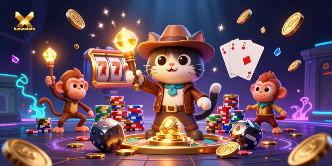 Engage with kenzototo's thrilling slot adventure featuring a cat explorer and treasure!