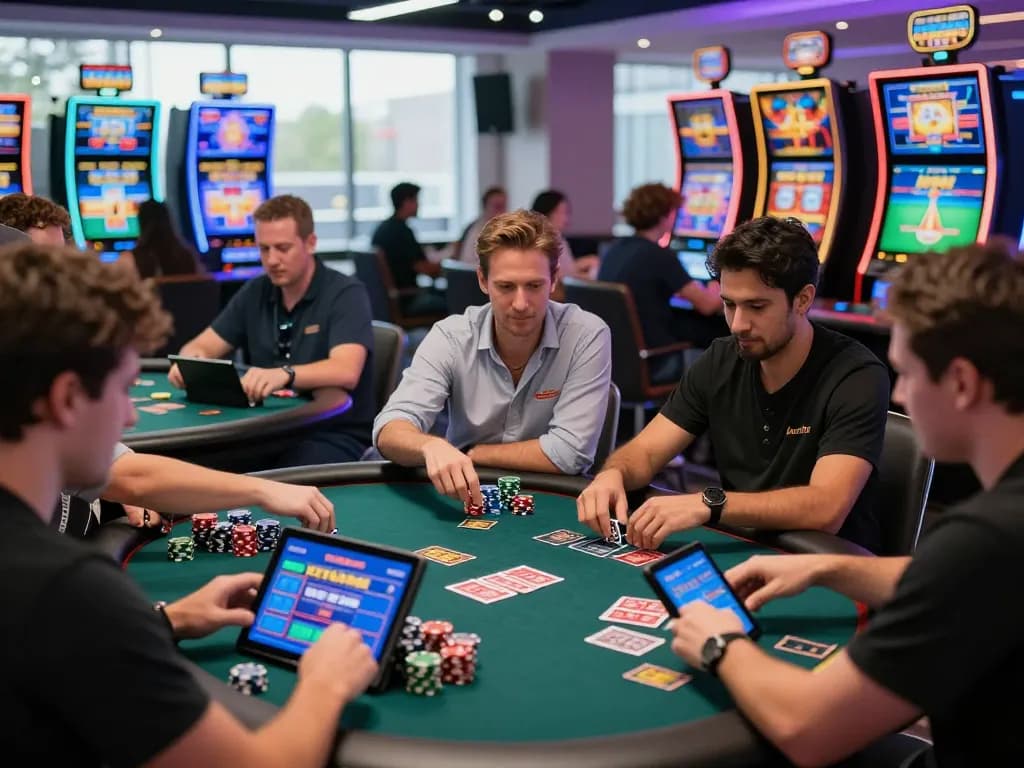 Engaged players at kuwin casino showcasing lively online gambling experience with various games.