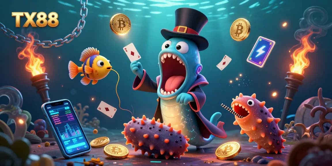 Engage in thrilling gameplay at TX88 with magical underwater characters and vibrant crypto elements.