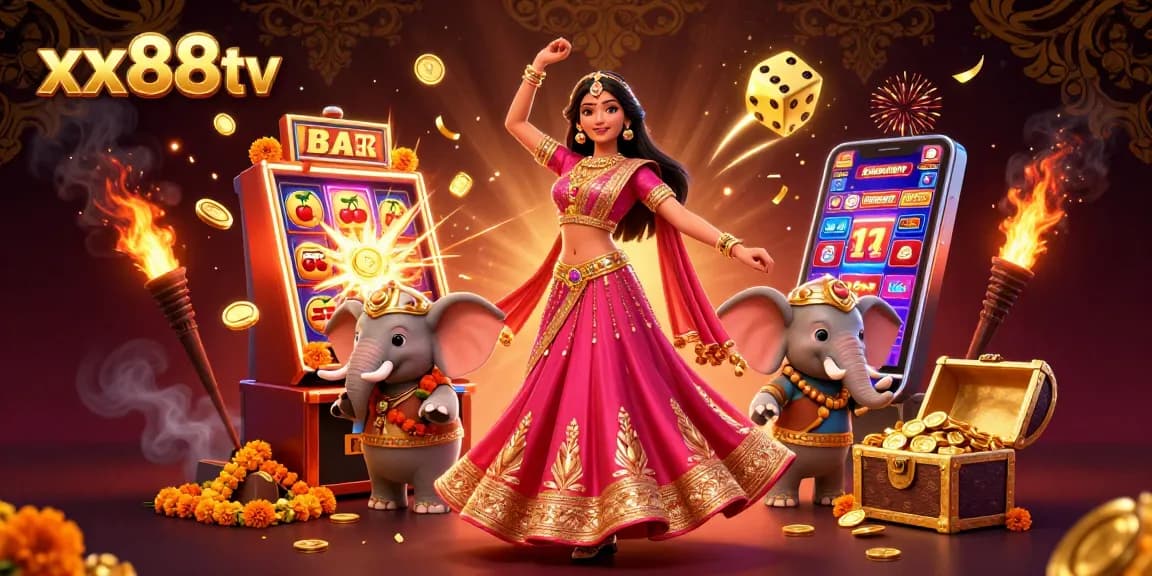 Experience exciting gameplay at xx88tv with a stunning illustration of winnings and vibrant characters.