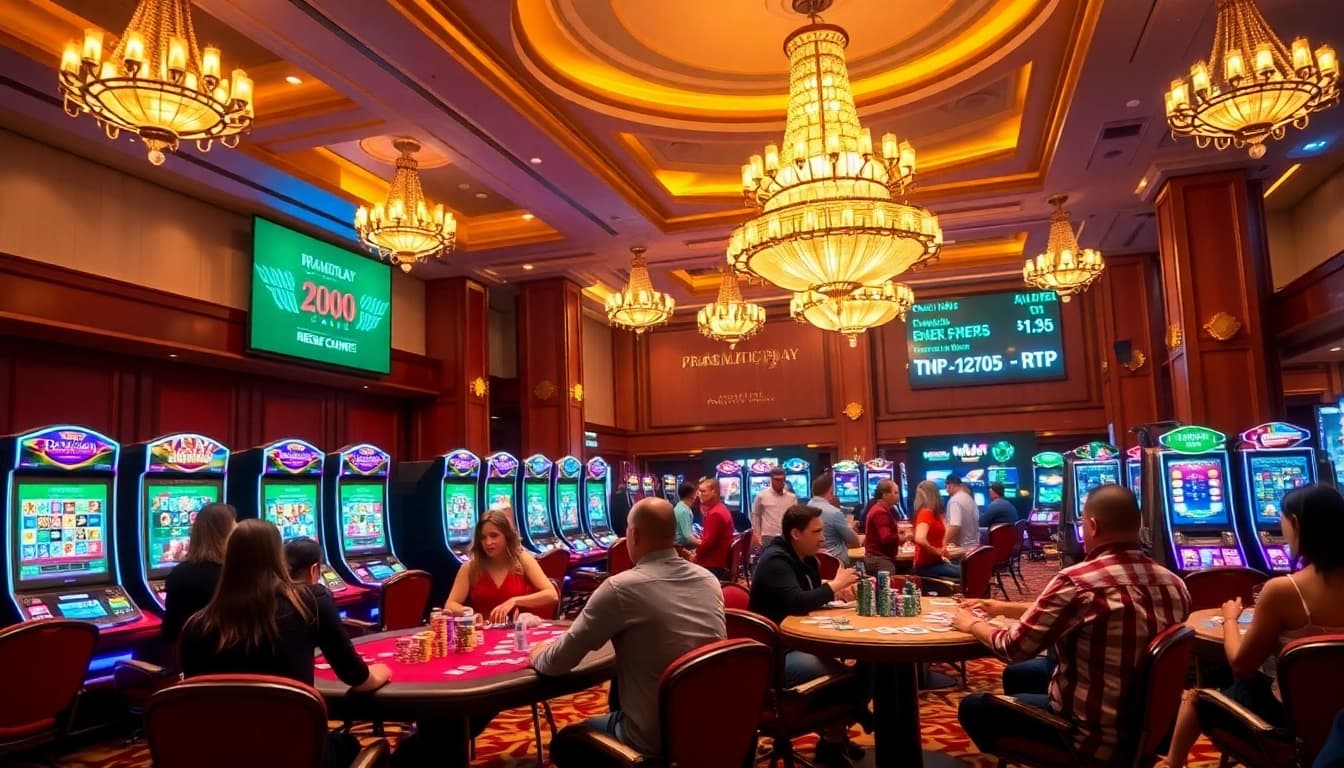 Players enjoying captivating Pragmatic Play slot games in a luxurious casino setting