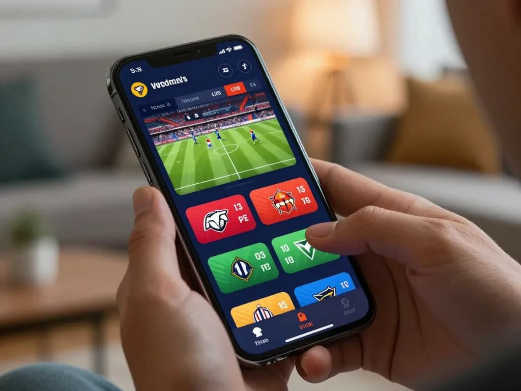 Engaging in strategic sports betting on MMOO from a mobile device in a cozy home setting.
