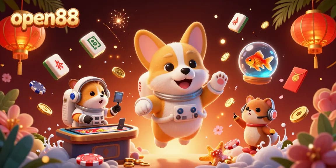 Experience thrilling gaming excitement with open88 in a vibrant space station casino setup.
