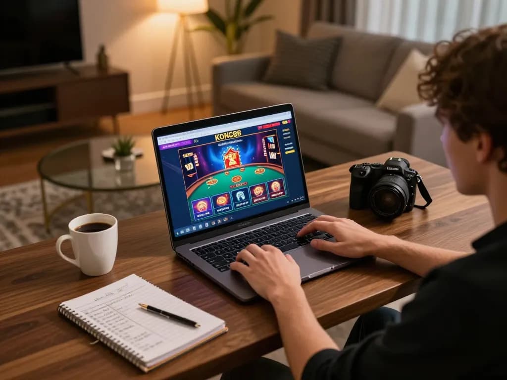 KONG88 online gaming setup with vibrant interface and strategic notes