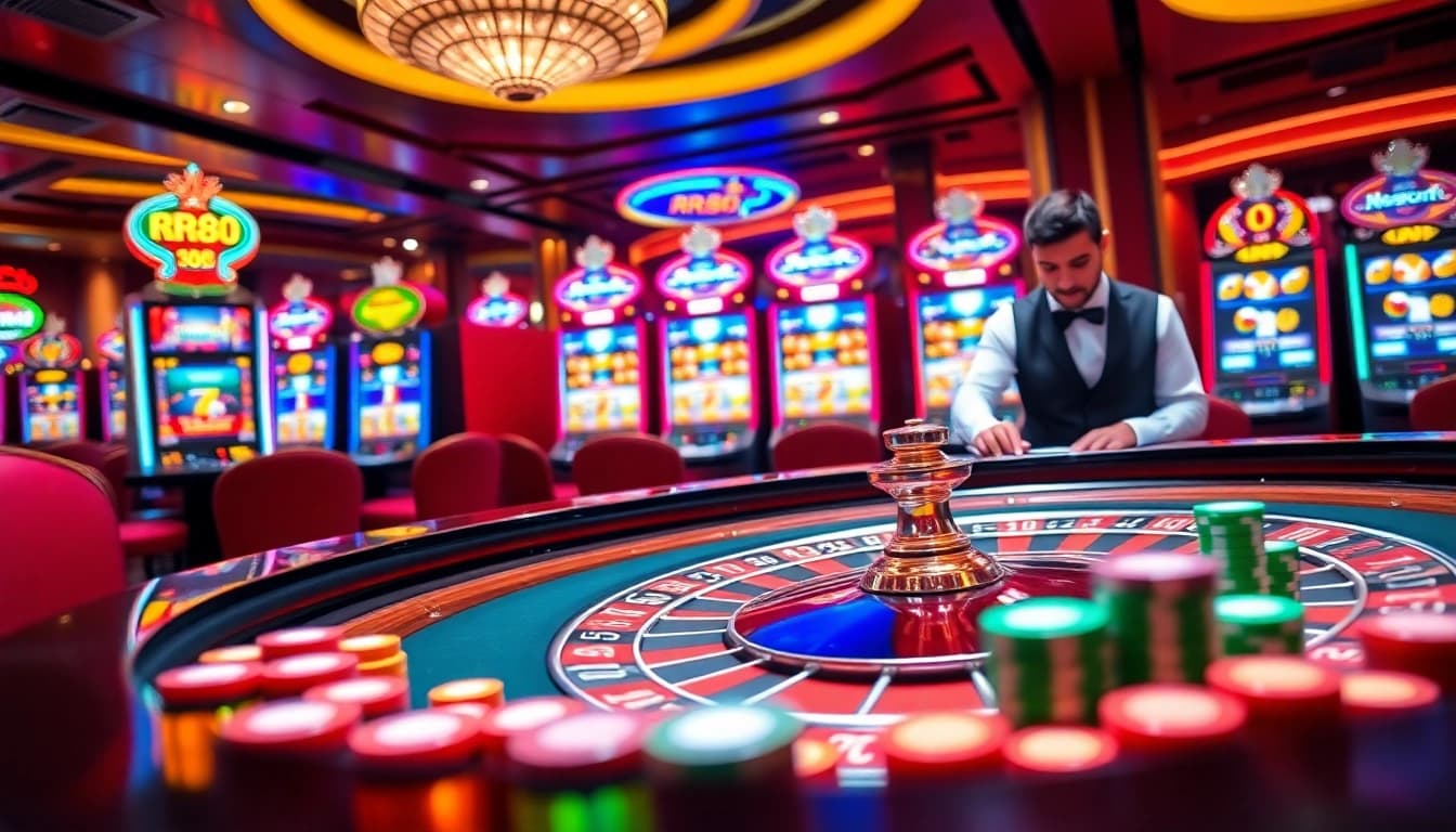 Exciting roulette table scene at RR88 showcasing vibrant casino elements.