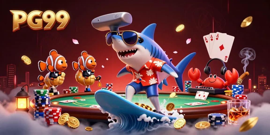 Experience winning strategies with PG99 in a vibrant, dynamic casino scene featuring playful characters.