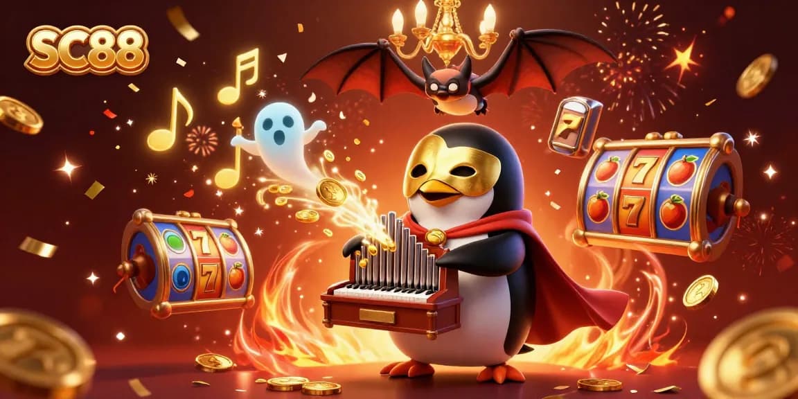 Experience SC88's vibrant casino excitement with coin-shooting organ and enchanting characters.