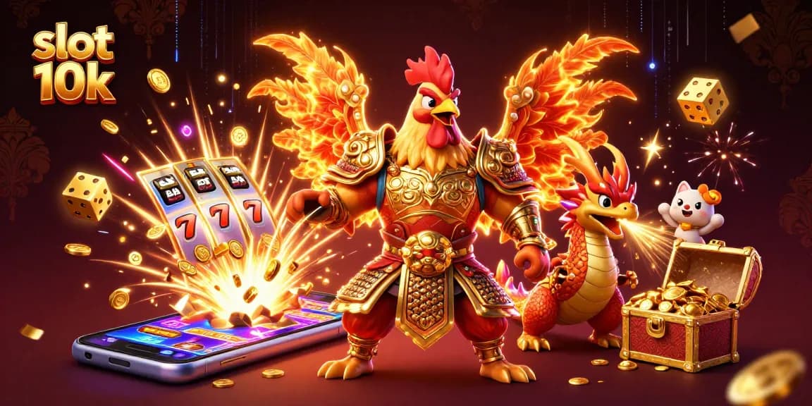 Experience slot 10k excitement with a dynamic 3D cartoon casino scene featuring unique characters and jackpot elements.