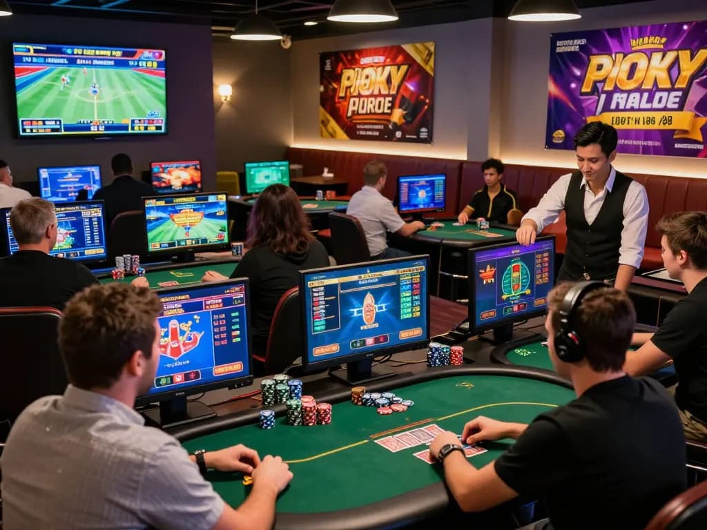 Engaged players enjoying various games at an 88aa online gambling platform