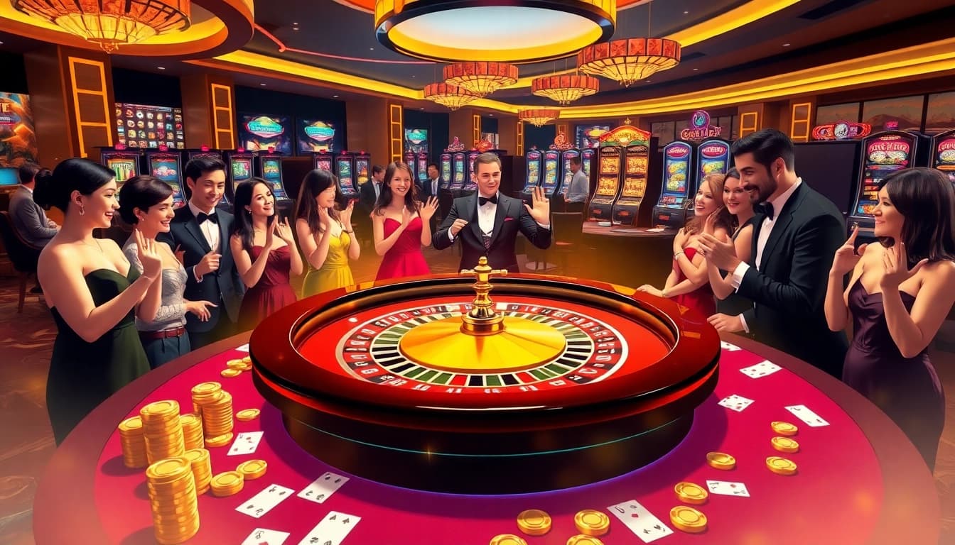 Engaging players at the Go99 roulette table, capturing the excitement of casino gaming.