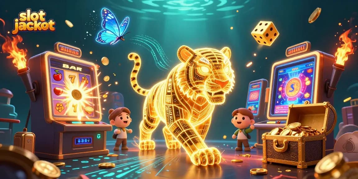 Menggulung jackpot slot dengan karakter harimau neon energik di kasino digital.