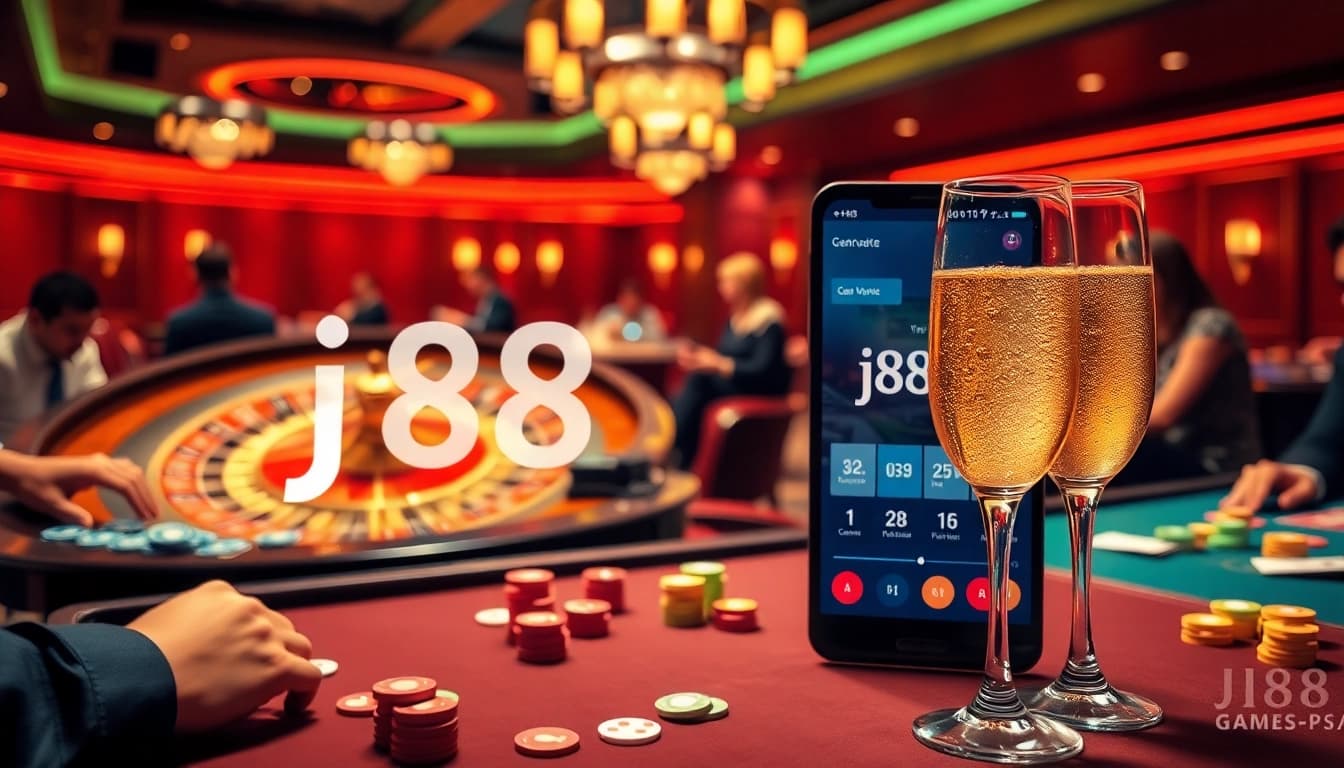 Players enjoying high-stakes games at J88 Casino, showcasing excitement and luxury.